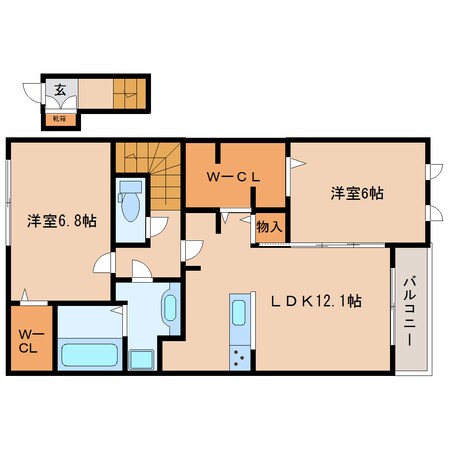 南生駒駅 徒歩6分 2階の物件間取画像